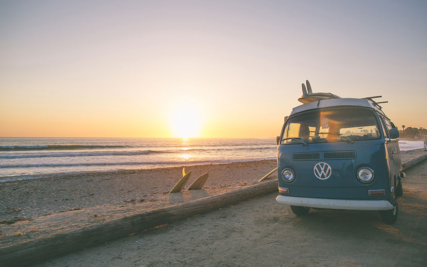 VW Van by the beach