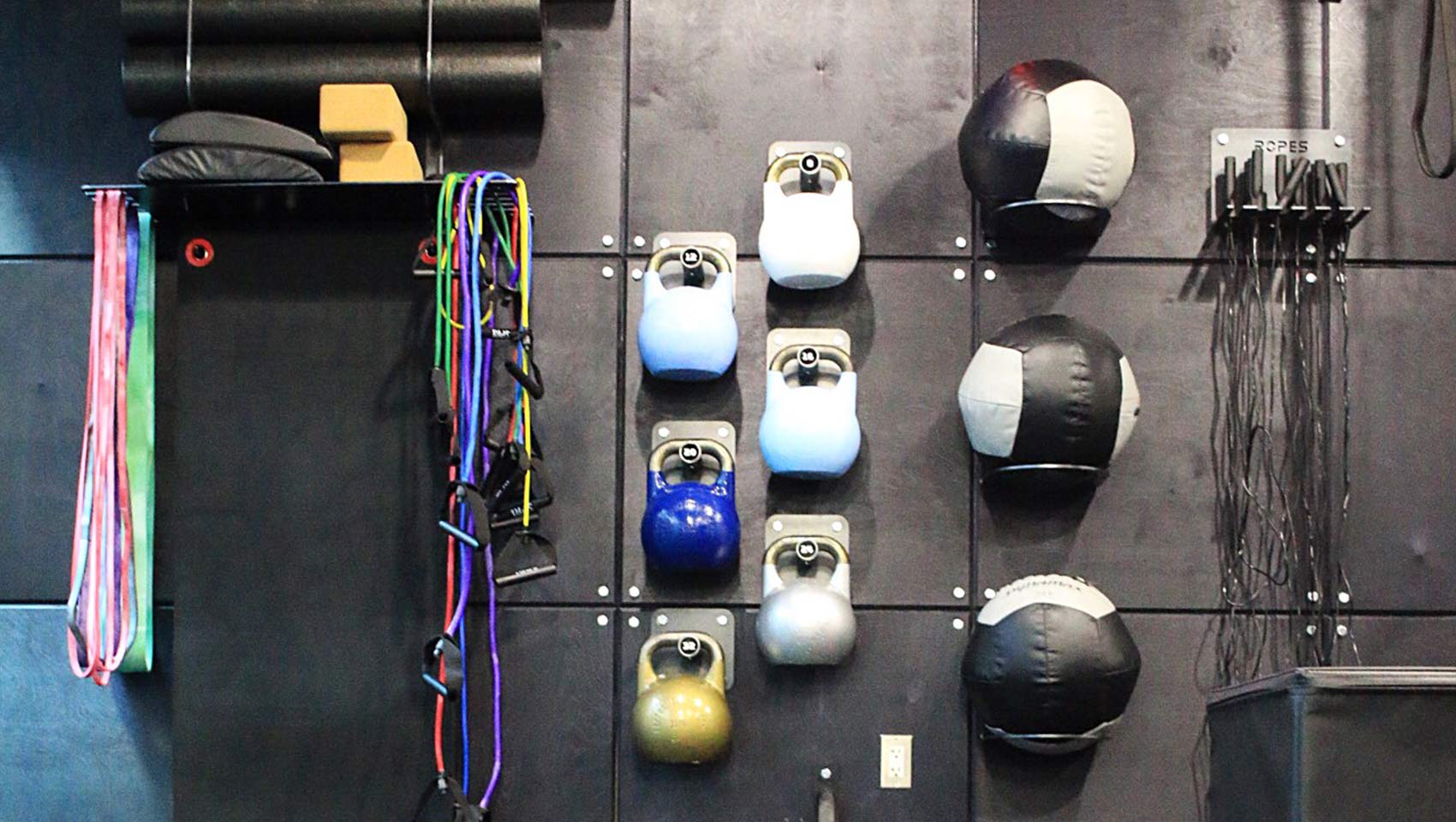 Fitness center ropes medicine balls Huntington Beach