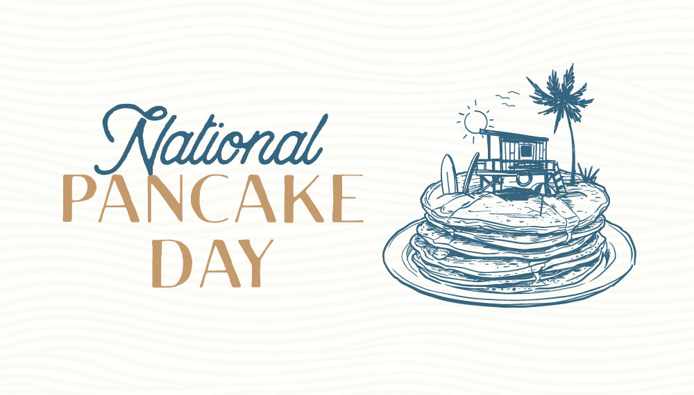 National Pancake Day Web Tile with drawing of pancake stack