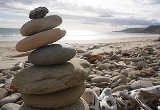 rocks stacked on a beach