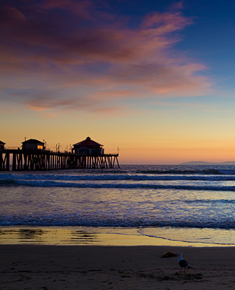 huntington beach pier at sunset