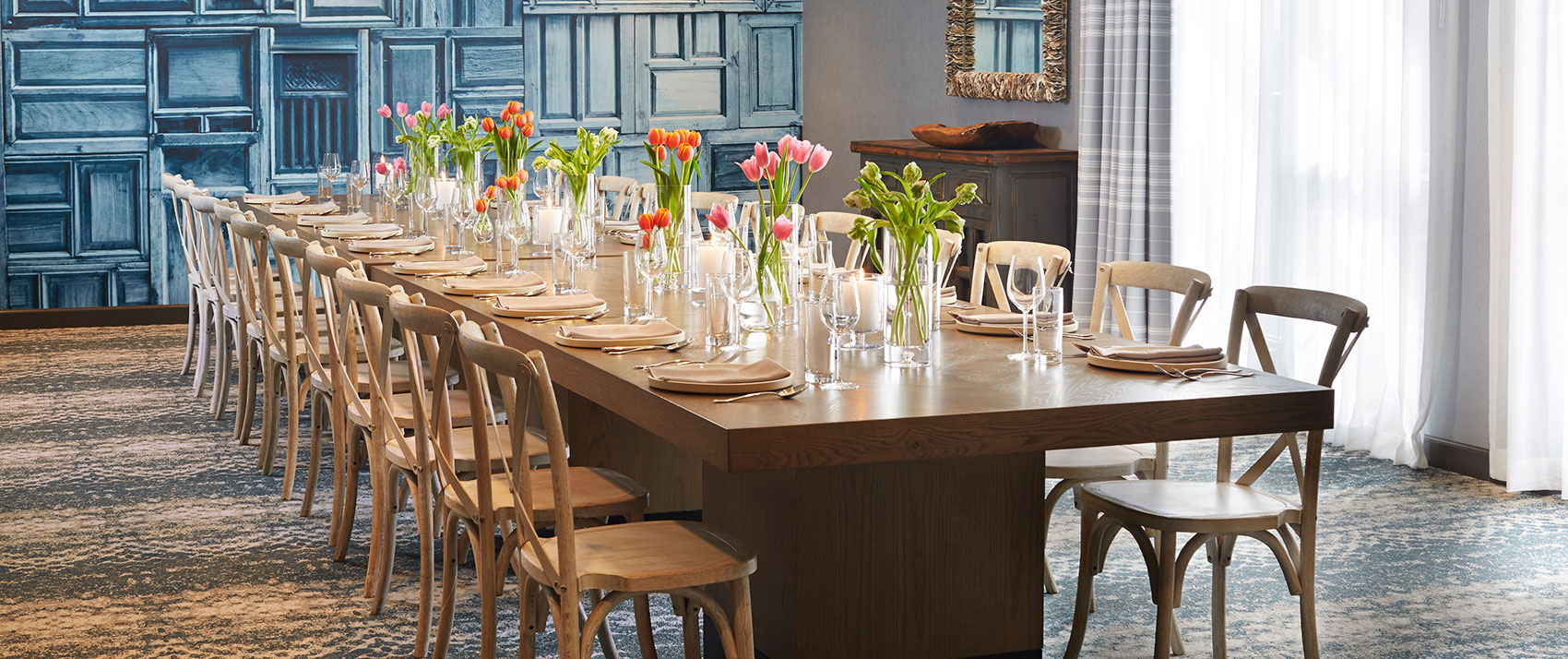 Kimpton Shorebreak Resort event table set with flowers and candles