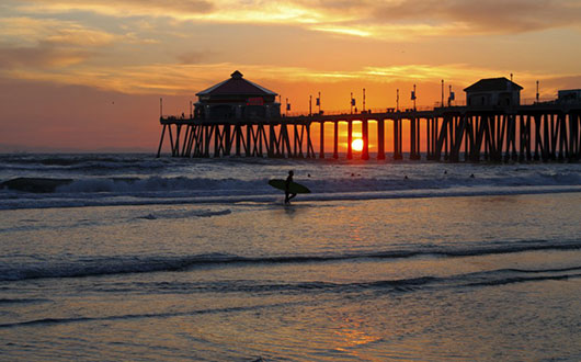 Sunset over Huntington Beach pier